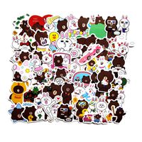 LINE Bear Sticker Kani Rabbit Stickers Girl Cute Cartoon Laptop Stickers Waterproof Skateboard Pad MacBook Car Snowboard Bicycle Luggage Decal 32pcs