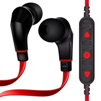 Naztech NX80w Wireless Superior Sound Earphones with Built-in Noise-isolating Mic & Control Button Switch Music & Calls. Sweat Resistant Ear Gels for Running, Gym & Workout (Red/Black)