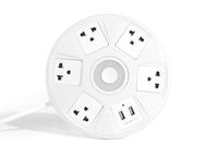 Round Surge Protector Power Board Power Strip Smart USB 6FT 5 Outlet White for Home and Office