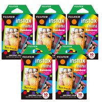Fujifilm Instax Rainbow Instant Film 5 Pack for Mini 8 Cameras 50 Sheets