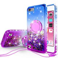 [Coverlab] Liquid Glitter Phone Case Kickstand Compatible for Apple iPod Touch 6/Touch 5 Case,Ring Stand Floating Quicksand Bling Sparkle Protective Girls Women for iPod Touch 5/6 - (Purple Gradient)