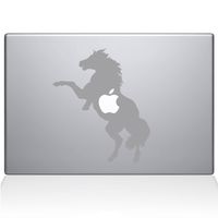 The Decal Guru 0158-MAC-13X-S Bucking Horse Vinyl Sticker, 13" Macbook Pro (2016 & newer), Silver