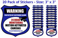 20"Real Blue Burglar Alarm Video Surveillance Security Decals Door & Window Stickers
