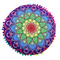 Bokeley Indian Mandala Floor Pillows Round Bohemian Cushion Pillows Cover Case Cushions (E)