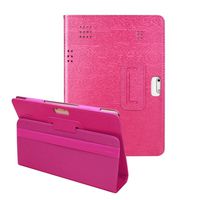 Universal iPad Case For 10 10.1 Inch Tablet, Shockproof Folio Leather Cover Case Protective Stand Shell Android Cases Protector (Hot Pink)