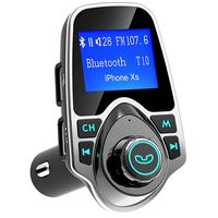 VicTsing Bluetooth FM Transmitter for Car, Wireless Radio Transmitter Adapter with Power Off Function, Hands-Free Car Kit Charger, 1.44'' LCD Diaplay, Music Player, 2 USB Ports, AUX In/Out, TF Card-SI