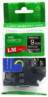 LM Tapes - Brother PT-1280 3/8" (9mm 0.35 Laminated) White on Black Compatible TZe P-touch Tape for Brother Model PT1280 Label Maker with FREE Tape Guide Included