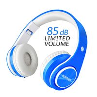Wireless Headphones for Kids,VOTONES 85dB Volume Limited Children Wired Headphones with Microphone,Lightweight Foldable Kid Bluetooth Headset for Tablets Smartphones Laptop Computer PC Study-Blue
