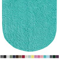 Gorilla Grip Original Luxury Chenille Oval Bath Rug Mat, 42x24, Extra Soft and Absorbent Large Shaggy Bathroom Rugs, Machine Wash Dry, Plush Carpet Mats for Tub, Shower, and Bath Room, Turquoise