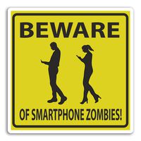 2 x 10cm Beware Smartphone Zombies Vinyl Stickers - Funny Sticker Laptop #17791 (10cm Wide)