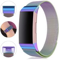 HILIMNY Replacement Bands Compatible for Fitbit Charge 3, Stainless Steel Metal Wristbands with Metal Lock for Women Men (Colorful, Small)