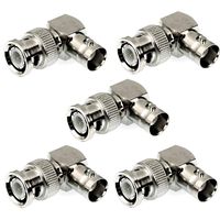 BeElion 5PCS BNC Male Right Angle to Female BNC Cable Video Adapter Connector for CCTV Camera