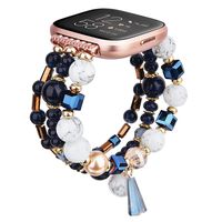 TOROTOP Bracelet Compatible for Fitbit Versa 2 Bands Versa Bands/Versa Lite Band/Versa SE Bands Women Girl, Handmade Fashion Elastic Beaded Strap Replacement for Versa 2018,2019 All Models (Blue)