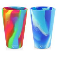 Silipint Silicone Pint Glass Set, Patented, BPA-Free, Shatter-proof, Unbreakable Silicone Cup Drinkware (Hippy Hop & Arctic Sky)