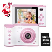 Kids Camera, 8.0MP Creative Digital Dual Camera, Rechargeable Children Camcorder with 2.8'' Touch Screen, 4X Digital Zoom, Gift for 3-12 Years Old Girls Boys Party Outdoor, Pink(32GB TF Card Included)