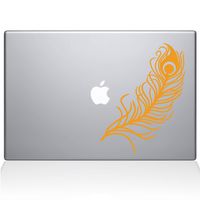The Decal Guru Peacock Feather MacBook Decal Vinyl Sticker - 11" MacBook Air - Yellow (1148-MAC-11A-SY)