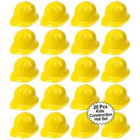 Anapoliz Toy Construction Hard Hats | 20 Pcs. Soft Plastic Yellow Kids Party Hat | Children's Engineer, Building Dress Up Hats | Theme Favor Caps