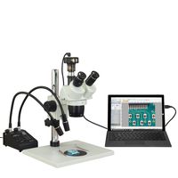 Trinocular 5X-10X-15X-20X-30X-60X 9MP USB Table Stand Stereo Microscope + Dual LED Gooseneck Light