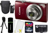 Canon PowerShot ELPH 180 20MP 8X Zoom Digital Camera (Red) + 16GB Card + Reader + Case + Accessory Bundle