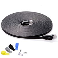 Cat 6 Ethernet Cable 35ft(at a Cat5e Price but Higher Bandwidth) Flat Internet Network Cable - Cat6 Ethernet Patch Cable Short - Cat6 Computer Cable with Snagless RJ45 Connectors - Black