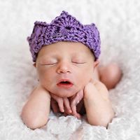 Foxnovo Cute Newborn Infant Baby Girl Boy Handmade Crochet Knit Crown Hat Photograph Prop (New Purple)