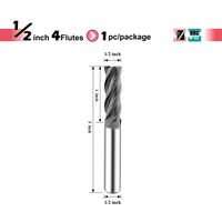 SPEED TIGER ISE Carbide Square End Mill - Micro Grain Carbide End Mill for Alloy Steels/Hardened Steels - AlTiBN Coating - 4 Flute - ISE1/2"4T (1 Piece, 1/2")