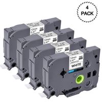 Replace Brother Tze 231 Tape 12mm 0.47 Laminated Black on White 4 Pack Tz-231 Compatible with P Touch Label Maker PT-D210 PT-H110 PT-D600 PT-1230PC PT-1280