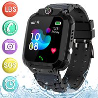 PTHTECHUS Kids Waterproof Smartwatch Phone - Children Touchscreen Watch Position LBS Locator with Call Voice Chat Games Alarm Clock SOS Wristband for Boys Girls Grade Student Gifts (Black)