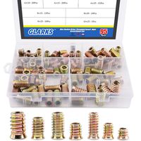 Glarks 95Pcs Zinc Alloy Hex Flanged Screw-in Nut Hex Socket Drive Threaded Insert Nuts Assortment Set For Wood Furniture