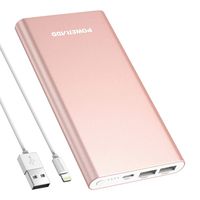 POWERADD Pilot 4GS 12000mAh 8-Pin Input Portable Charger External Battery Pack with 3A High-Speed Output Compatible with iPhone, iPad, iPod and More - Rose Gold (8 Pin Cable Include)