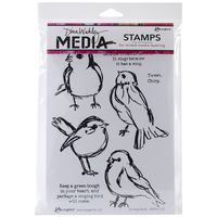 Ranger Dina Wakley Media Cling Stamps, 6 by 9-Inch, Scribbly Birds