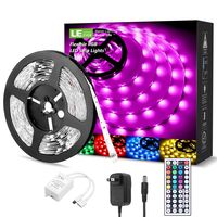 LE RGB LED Strip Lights Kit, 16.4ft 12V Flexible LED Light Strip, 5050 SMD LED, Color Changing Rope Light with Remote Controller and 12V Power Supply for TV Backlight, Home, Kitchen, Bedroom