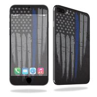 MightySkins Skin Compatible with Apple iPhone 7 Plus - Thin Blue Line | Protective, Durable, and Unique Vinyl Decal wrap Cover | Easy to Apply, Remove, and Change Styles | Made in The USA