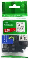LM Tapes - Brother PT-1010 Label Printer 6mm Black on White Compatible TZe P-touch Tape (1/4" 0.23 Laminated) for Brother Model PT1010 Label Maker