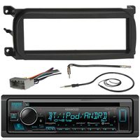 Kenwood KDCBT33 Bluetooth CD Car Stereo Audio Receiver - Bundle Combo W/Metra Dash Kit for 1998-Up Chrysler/Dodge/Jeep Vehicles + Antenna Adapter Cable + Radio Wiring Harness + Enrock Antenna
