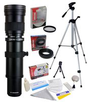 Opteka 420-1600mm f/8.3 HD Telephoto Zoom Lens with 62mm UV Filter and 54" Tripod for Canon EOS-M M100, M10, M6, M5 and M3 Compact Digital Mirrorless Cameras