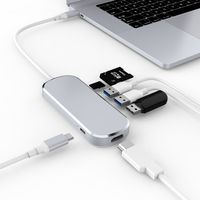 Type C Adapter, 7 in 1 Adapter with Type C PD Charging Port, 4K HDMI Port, SD/Micro Card Reader, 3 Port USB 3.0 HUB For MacBook Pro 2016/2017/2018,Dell XPS,Chromebook And More Type C Device (silver)