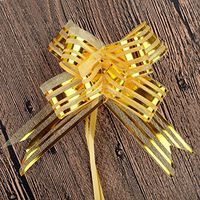 VEIREN Ribbons Pull Bow, Organza Gift Bows for Birthday, Party Present Bows Wrap The Box Floral Wedding Holiday Decoration 20 Pieces Gold