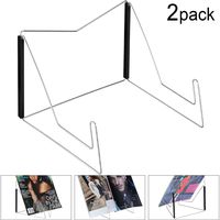 2 Pieces Book Stands, Adjustable Reading Stand, Music Book Easel Display Holder, Fold-n-Stow Metal Bookstand, Small Book Rest for Kitchen Countertops (Black)