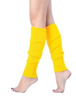 V28 Women Juniors 80s Eighty's Ribbed Leg Warmers for Party Sports (Yellow)