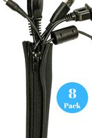 Cable Sleeve, Cable Cover, Wire and Cord Hider - Set of 8 - Computer, TV or Desk Management - Home & Office Organizer Concealer - 20'' - Premium Flexible Neoprene Wrap, Zipper, Conduit - Gift Idea