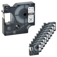 Nineleaf 10 PK Compatible for DYMO 18051 Rhino Heat Shrink Tube Industry Label Tape 1/4" x 5ft Black on White for LabelWriter and Industrial Label Maker Rhino 1000 3000 4200 5000 5200 6000 450 Duo