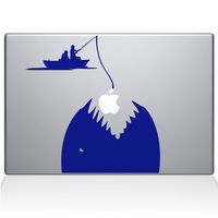 The Decal Guru 0149-MAC-15P-DB Gone Fishing Vinyl Sticker, 15" MacBook Pro (2015 & Older), Blue