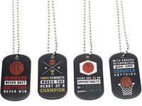 (12-Pack) Basketball Motivational Dog Tag Necklaces - Wholesale Bulk Pack of 1 Dozen Necklaces - Party Favors Sports Gifts Uniform Supplies for Basketball Players Fans Team Members
