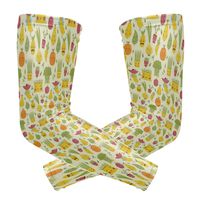 Fashion Sports Arm Supports Cute Pineapple Party Yellow Basketball Shooter Sleeves Sunscreen Cuff Stretched Fabric for Football, Volleyball, Baseball Protection, Youth & Adult Sizes(1 Pair)