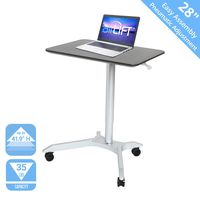 Seville Classics AIRLIFT XL 28" Pneumatic Height Adjustable Sit-Stand Mobile Laptop Computer Desk Cart (27.1" to 41.9" H), Espresso