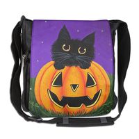 Classic Halloween Pumpkin Cat Messenger Bag Shoulder Bag Outdoor Sports Crossbody Bag Side Bag For Men Women