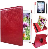Ipad Case 360 Degrees Rotating Stand Leather Magnetic Smart Cover Case for Ipad 2/ 3/4 Generation Case with Bonus Screen Protector, Stylus and Cleaning Cloth ( Crocodile Pattern )