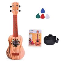 Fun Little Toys 21 Inch Toy Guitar Ukulele for Kids, Musical Instruments for Kids with Strap, Picks and Tutorial, Learning Educational Toys for Boys and Girls (Burlywood)