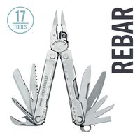 LEATHERMAN - Rebar Multitool with Premium Replaceable Wire Cutters and Saw, Stainless Steel with Leather Sheath